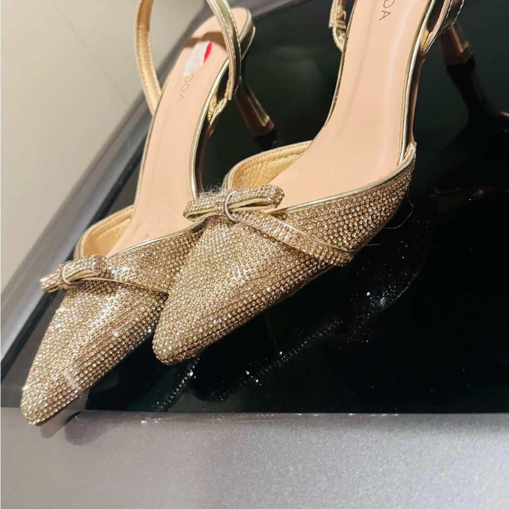 Elegant Gold Embellished Heels